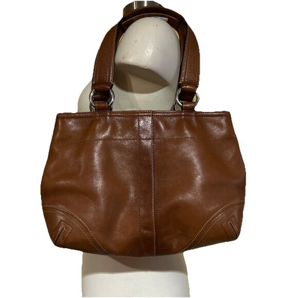 Vtg Coach Brown Double Front Buckle Pockets Leather Soho Y2K Bag F08A09 - Picture 5 of 16